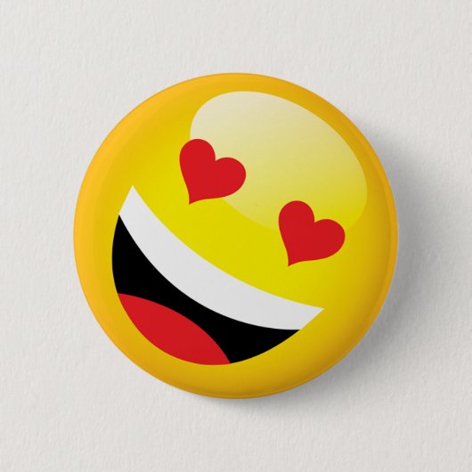 Happy Laughing Liebe Herz Emoji Face Party Button (Vorderseite)