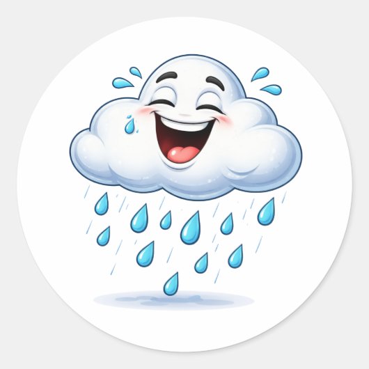 Happy Laughing Rain Cloud Art Sticker (Vorderseite)