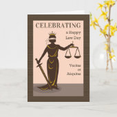Happy Law Day feiert mit Lady Justice Karte (Gelbe Blume)