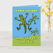 Happy Leap Day Geburtstag! Leaping Lizards Card Karte (Gelbe Blume)