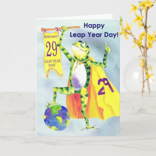 Happy Leap Year Day Card Frog Karte (Gelbe Blume)