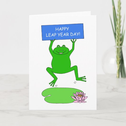 Happy Leap Year Day Cartoon Frog Karte (Vorderseite)