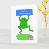 Happy Leap Year Day Cartoon Frog Karte (Gelbe Blume)