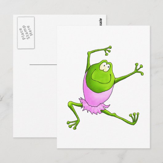 Happy Leaping Ballet Frosch Postkarte (Vorne/Hinten)