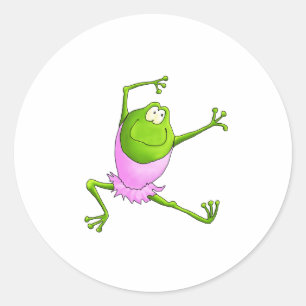 Happy Leaping Ballet Frosch Runder Aufkleber