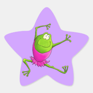 Happy Leaping Ballet Frosch Stern-Aufkleber
