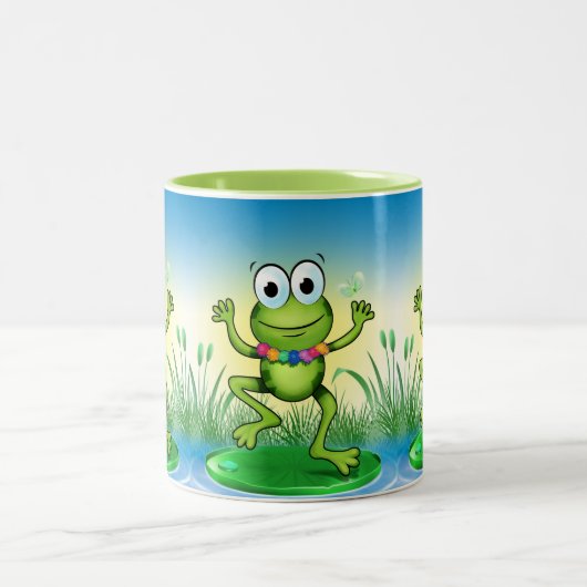 Happy Leaping Frosch Stilvolle Tasse (Mittel)