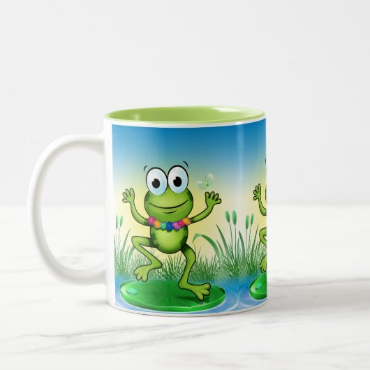 Happy Leaping Frosch Stilvolle Tasse (Links)