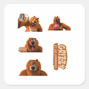 Happy Lemmings Tabodi und Grizzy Quadratischer Aufkleber