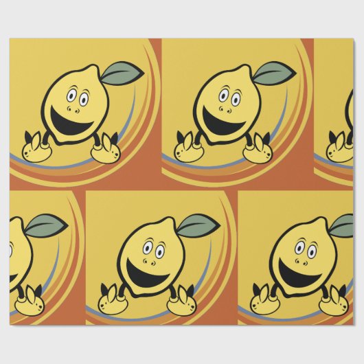 Happy Lemon Face Geschenkpapier (Flach)