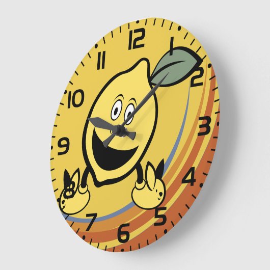 Happy Lemon Face Große Wanduhr (Winkel)