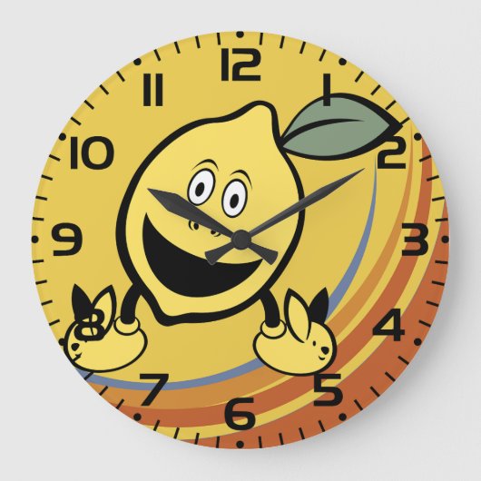 Happy Lemon Face Große Wanduhr (Vorderseite)