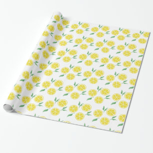 Happy Lemon Print Wrapping Paper Geschenkpapier