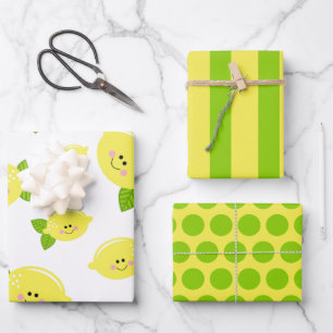 Happy Lemon Wrapping Paper Set Geschenkpapier Set