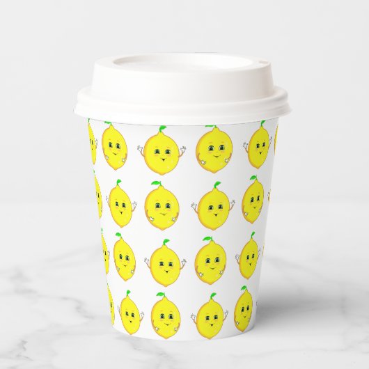 Happy Lemons on White Pappbecher (Vorderseite)