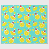 Happy Lemons Weihnachtsmannmützen Pattern Geschenkpapier (Flach)