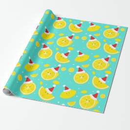 Happy Lemons Weihnachtsmannmützen Pattern Geschenkpapier