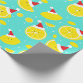 Happy Lemons Weihnachtsmannmützen Pattern Geschenkpapier (Ecke)