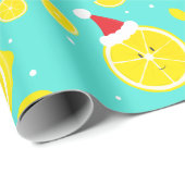 Happy Lemons Weihnachtsmannmützen Pattern Geschenkpapier (Rolleneckpunkt)