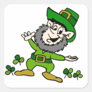 Happy Leprechaun Quadratischer Aufkleber