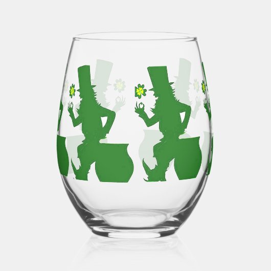 HAPPY LEPRECHAUN STEMLESS WEIN WEINGLAS OHNE STIEL (Links)