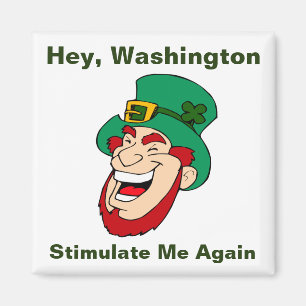 Happy Leprechaun Stimulus Bill Magnet