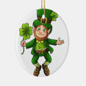 Happy Leprechaun und Kleeblatt Keramik Ornament (Rechts)