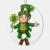 Happy Leprechaun und Kleeblatt Keramik Ornament (Links)