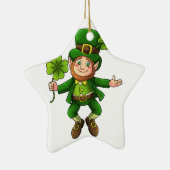 Happy Leprechaun und Kleeblatt Keramik Ornament (Rechts)
