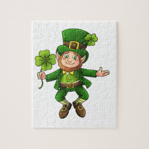Happy Leprechaun und Kleeblatt Puzzle