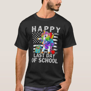 Happy letzten Tag der Schule Dabbing Unicorn Ameri T-Shirt
