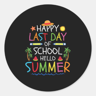 Happy letzten Tag der Schule Hallo Sommer Kinder J Runder Aufkleber