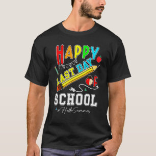 Happy letzten Tag der Schule Kinder Lehrerin Grad T-Shirt