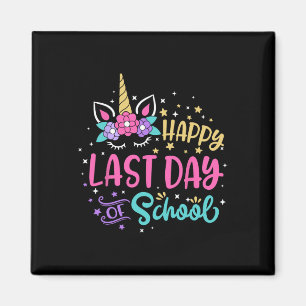 Happy letzten Tag der Schule Unicorn Gesicht Hallo Magnet