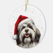 Happy Lhasa Apso Dog Christmas Personalized Keramik Ornament (Links)