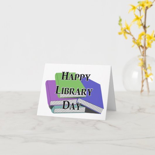 Happy Library Day Karte (Gelbe Blume)
