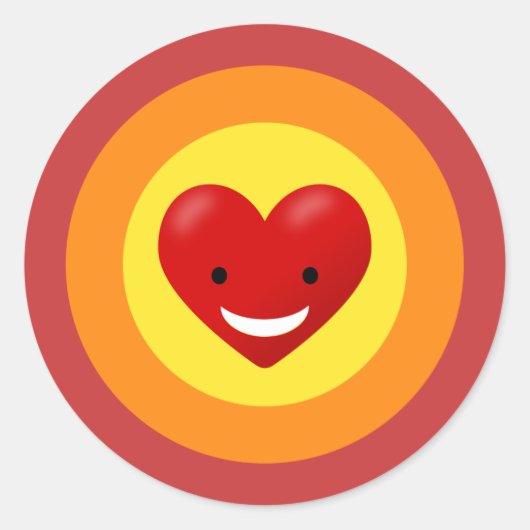 Happy Liebe Heart Runder Aufkleber (Vorderseite)