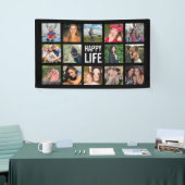 Happy Life Foto Collage Black Custom Banner (Messeveranstaltung)