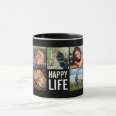 Happy Life Foto Collage Black Custom Coffee Tasse (Zentrum)