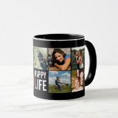 Happy Life Foto Collage Black Custom Coffee Tasse (VorderseiteRechts)