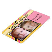 Happy Life hinzufügen 2 Fotos und Namen gelb pink Magnet (Linke Seite)