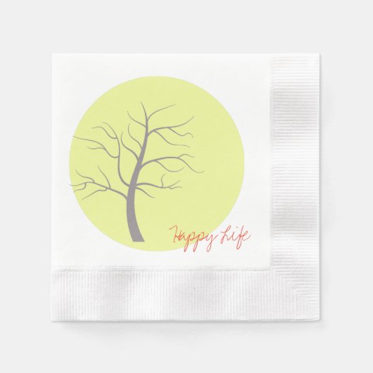 Happy Life Sunny Tree Cocktail Napkin Serviette (Vorderseite)