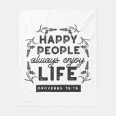 Happy Life with Faith – Proverbs 15:15 Art Fleecedecke (Vorderseite)