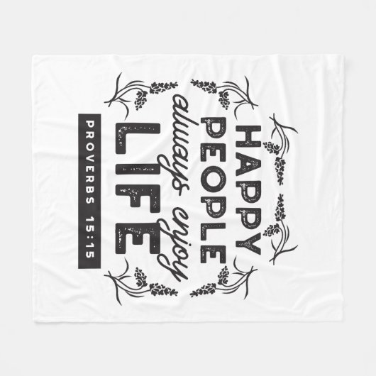 Happy Life with Faith – Proverbs 15:15 Art Fleecedecke (Vorderseite (Horizontal))
