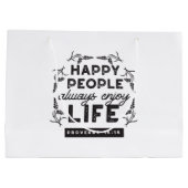 Happy Life with Faith – Proverbs 15:15 Art Große Geschenktüte (Rückseite)