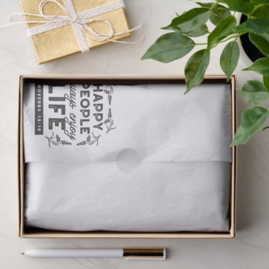 Happy Life with Faith – Proverbs 15:15 Art Seidenpapier (Geschenk)