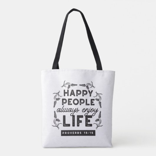 Happy Life with Faith – Proverbs 15:15 Art Tasche (Rückseite)