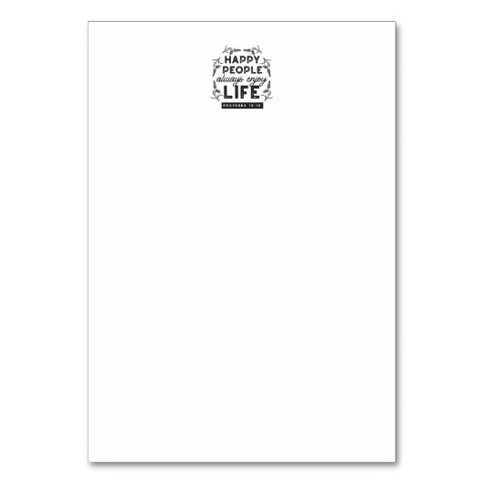 Happy Life with Faith – Proverbs 15:15 Art Tischnummer (Rückseite)