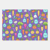 Happy Lil' Veggie Characters Wrapping Paper Geschenkpapier Set (Vorderseite 3)