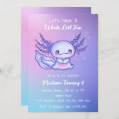 Happy Lila Axolotl Geburtstag Einladung (Vorne/Hinten)